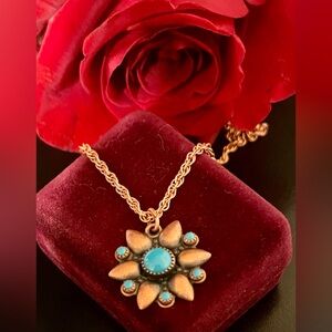 Vintage Copper and Turquoise Pendant Necklace